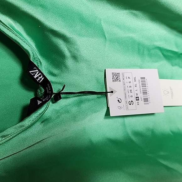 Zara Light Green Satin Camisole/Slip Midi Dress BNWT - Picture 9 of 12